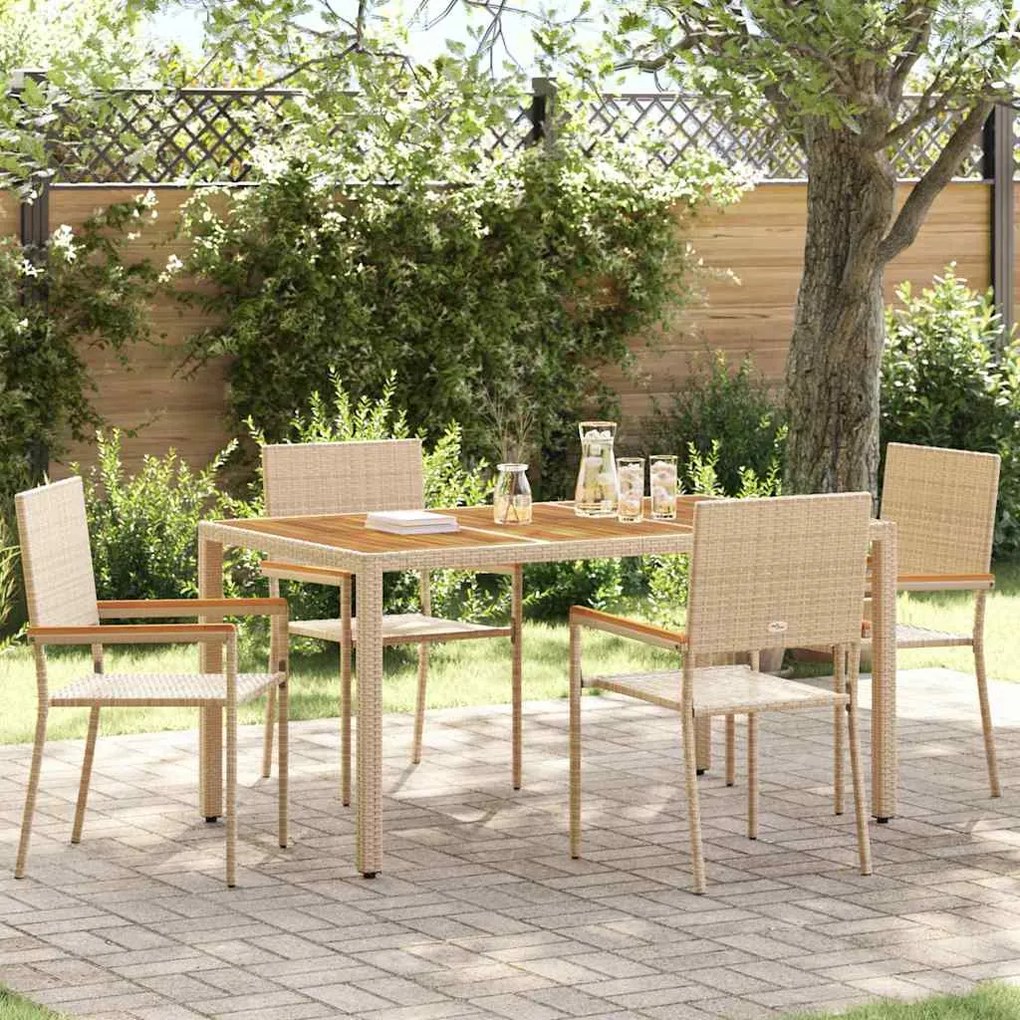 vidaXL Cadeiras empilháveis para jardim 4 pcs Creme, Marrom
