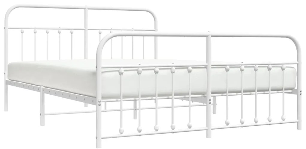 Estrutura de cama com cabeceira e pés 160x200 cm metal branco