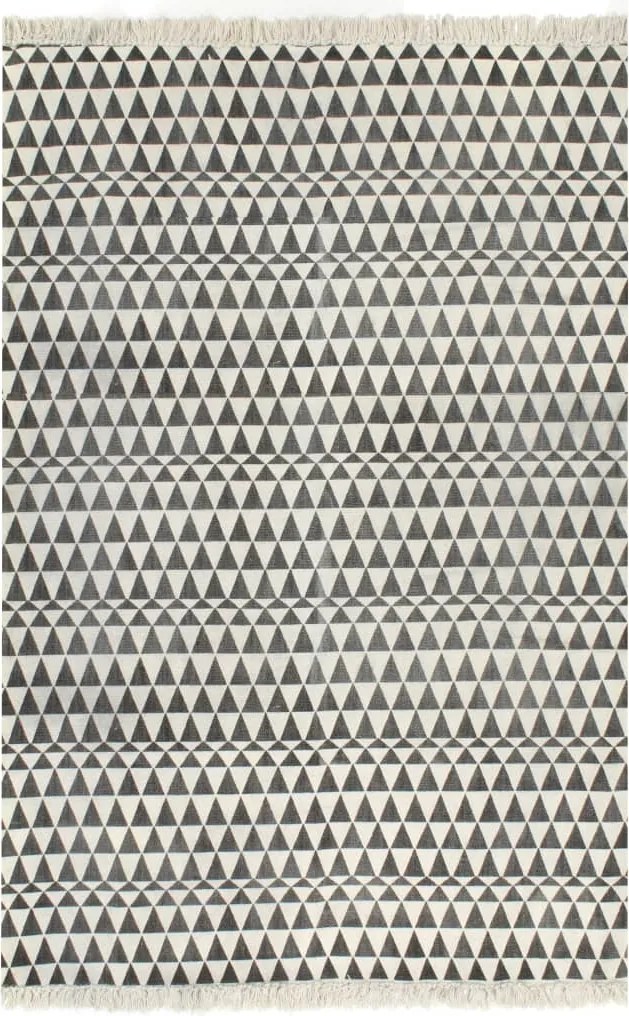 vidaXL Tapete Kilim em algodão 120x180 cm com padrão preto/branco