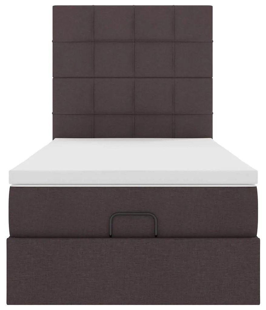 Cama otomana com colchão 100x200 cm tecido castanho escuro