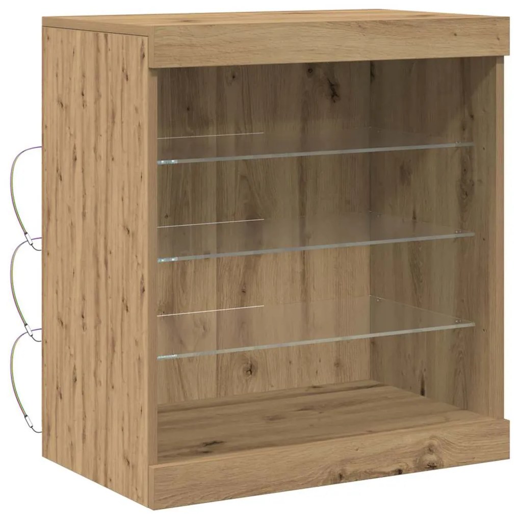 Sideboard vidaXL com Luzes LED Carvalho Artisan 60,5x37x67 cm