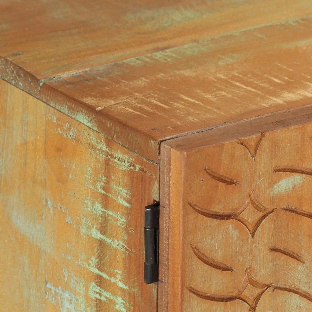 Móvel TV esculpido à mão 120x30x40cm madeira recuperada maciça