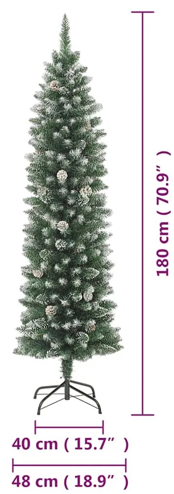 Árvore de Natal artificial fina com suporte PVC 180 cm