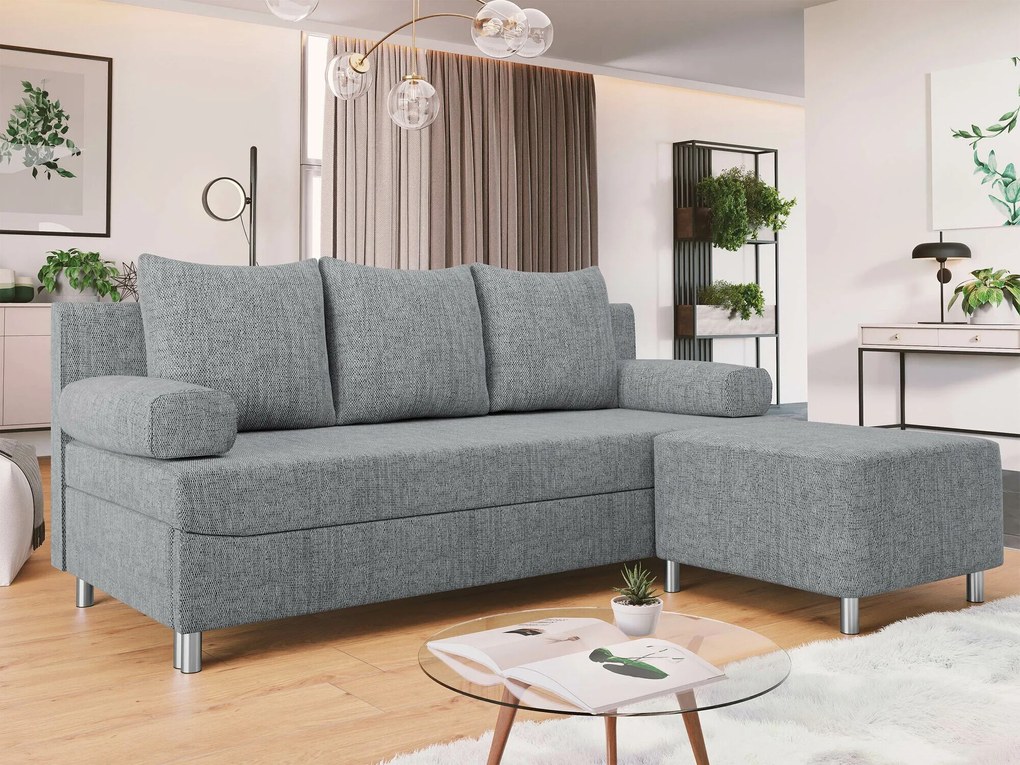 Conjunto de mobiliário com estofo Comfivo 108, Cama com arrumação, Tecido, Pernas: Plástico, Madeira: Pinheiro