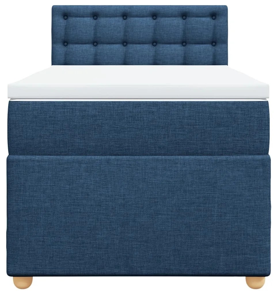 Cama com molas/colchão 90x200 cm tecido azul