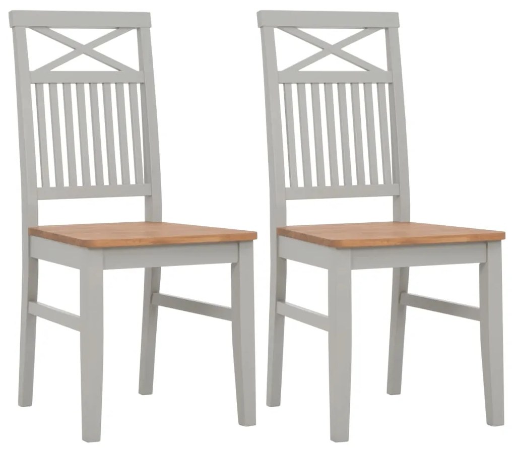 247843 vidaXL Cadeiras de jantar 2 pcs madeira carvalho maciço cinzento