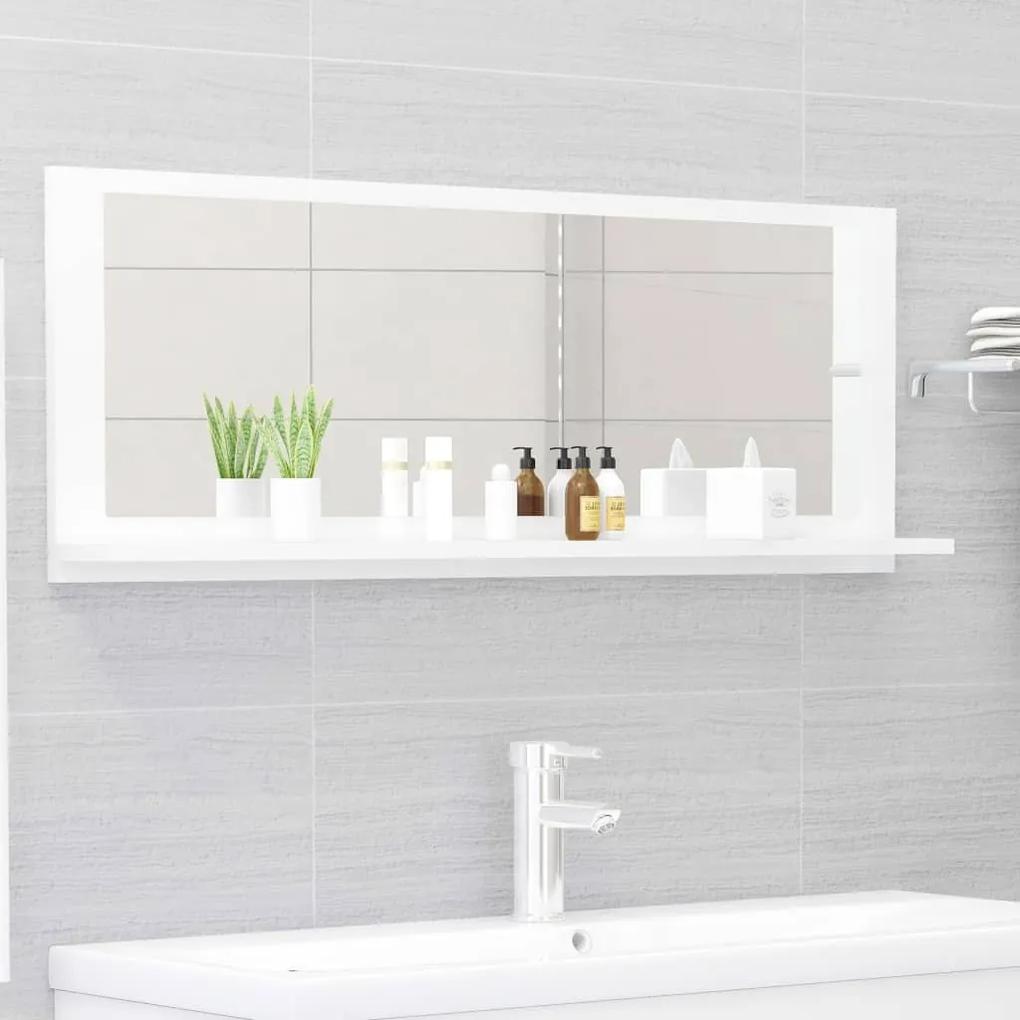 Espelho casa de banho 100x10,5x37cm contrap. branco brilhante