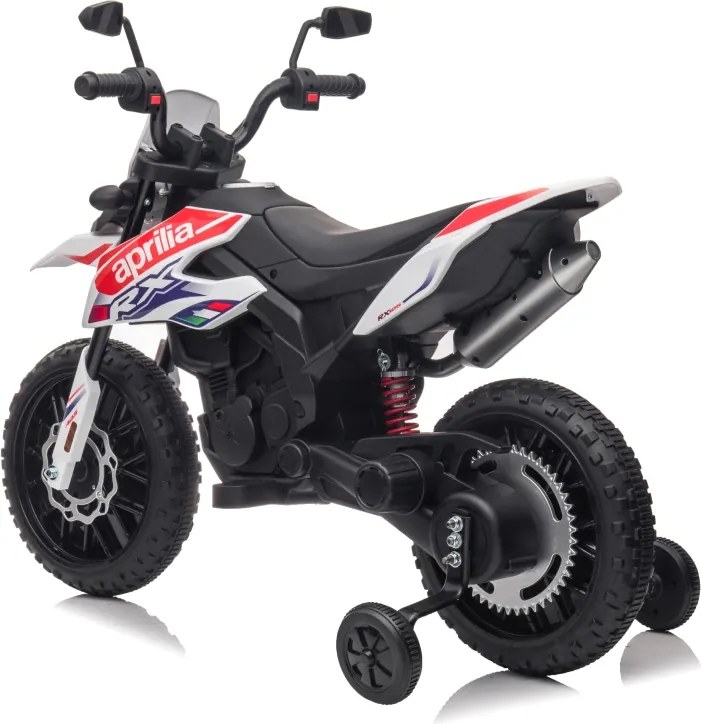 Mota elétrica para Crianças 12V Aprilia RX, Rodas Espuma EVA Branca