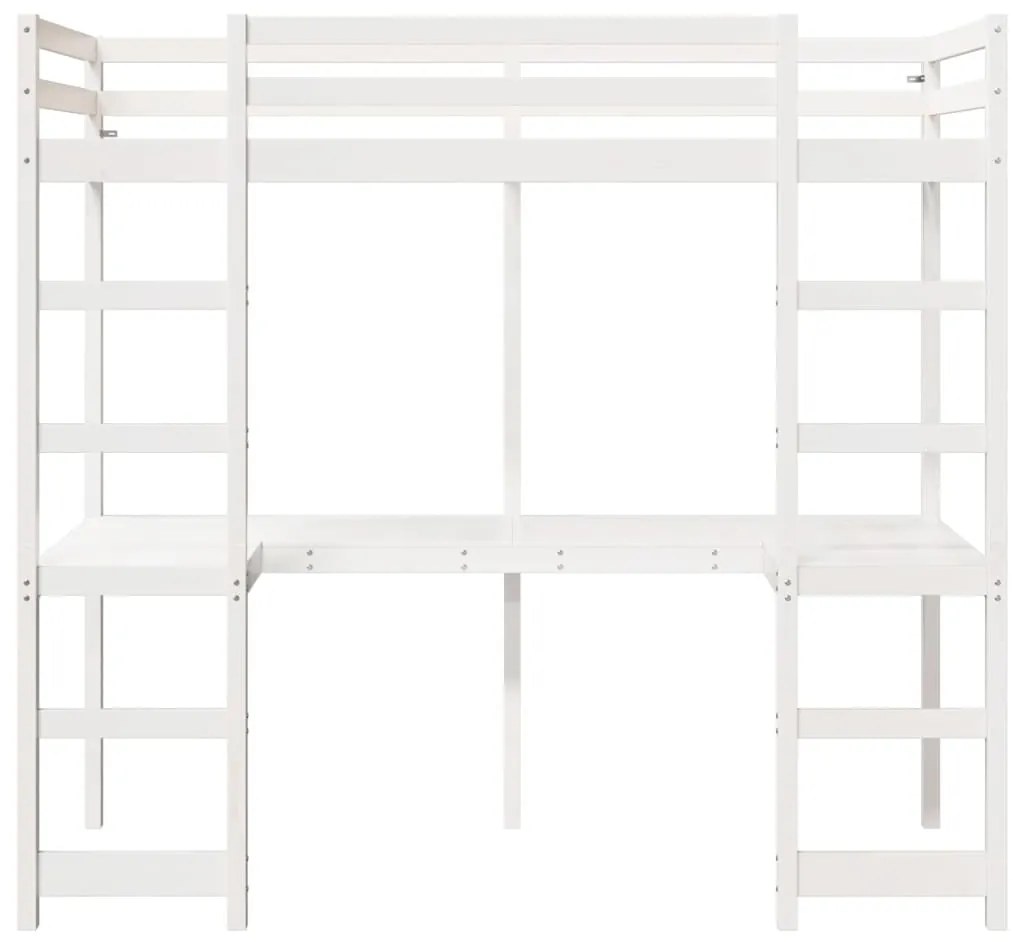Cama alta sem colchão 80x200 cm pinho maciço branco