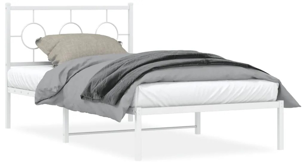 vidaXL Estrutura de cama com cabeceira 100x190 cm metal branco