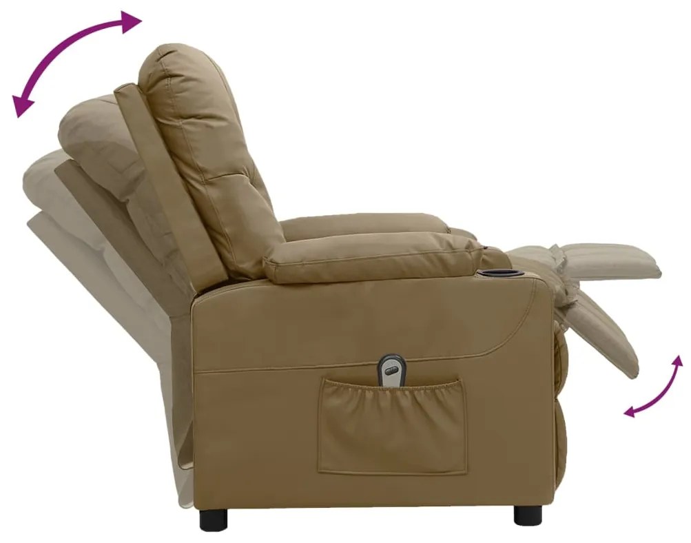 Poltrona reclinável elétrica couro artificial cor cappuccino