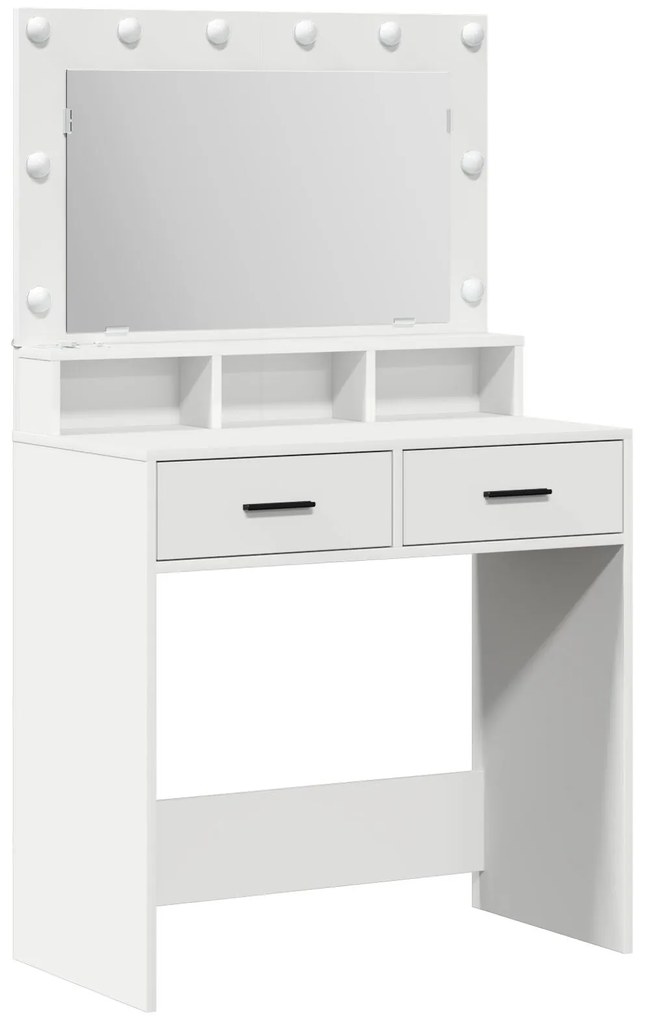 Mesa de Maquilhagem vidaXL com Luzes LED, Branca, 79x41x135 cm