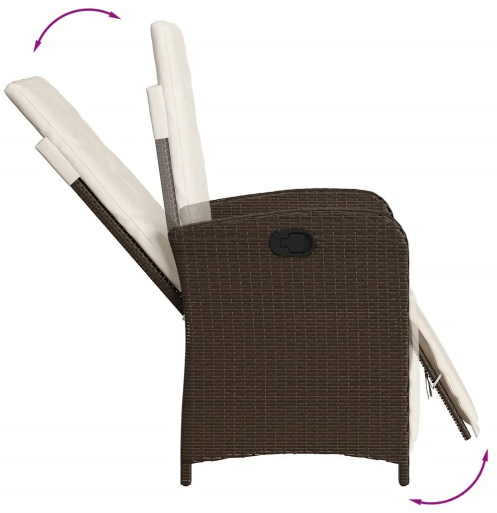 7 pcs conjunto jantar p/ jardim c/ almofadões vime PE castanho