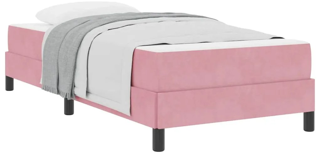 Cama box spring com colchão Rosa 90 x 190 cm Veludo