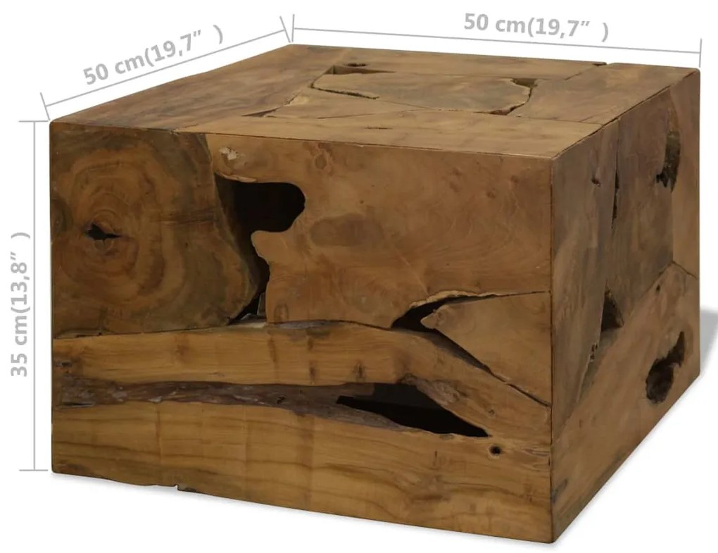 Mesa de centro 50x50x35 cm teca genuína castanho