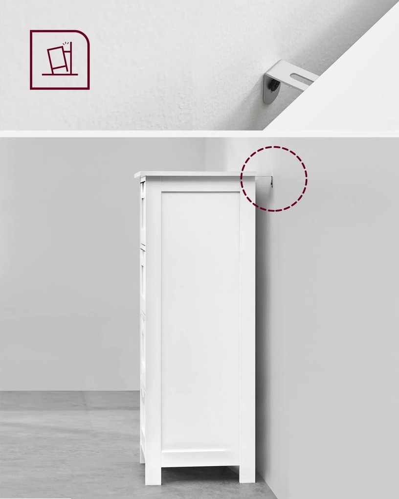 Armário casa de banho lateral de estilo campestre 30 x 82 x 30 cm Branco