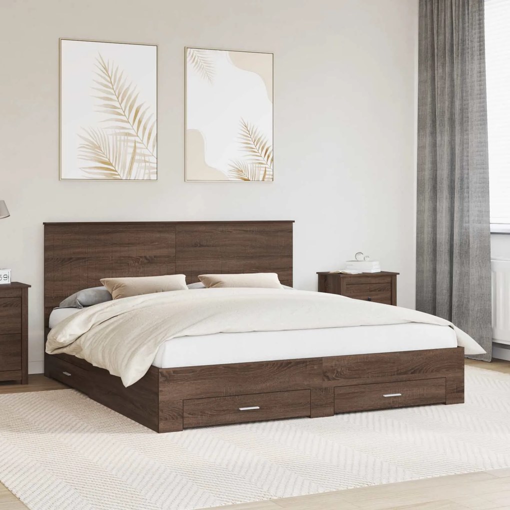 vidaXL Estrutura da Cama Carvalho Marrom e Prata 180 x 200 cm