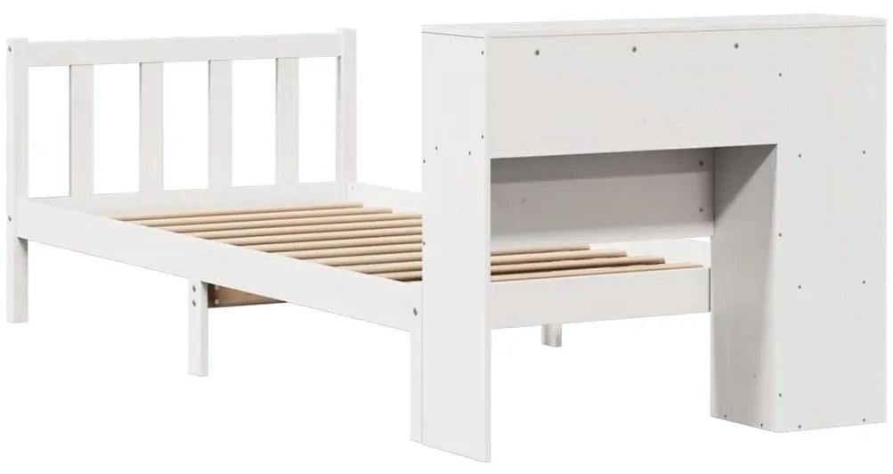 Cama com estante sem colchão 100x200 cm pinho maciço branco