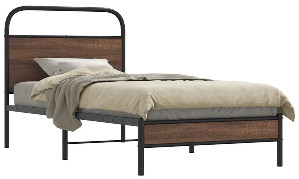 Estrutura cama s/ colchão derivados madeira carvalho castanho