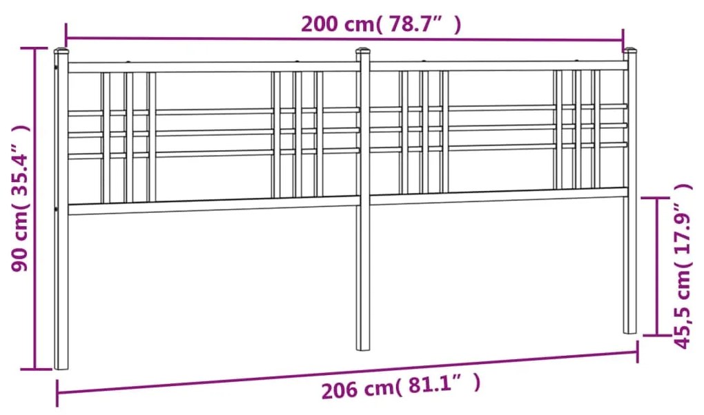 Cabeceira de cama 200 cm metal preto