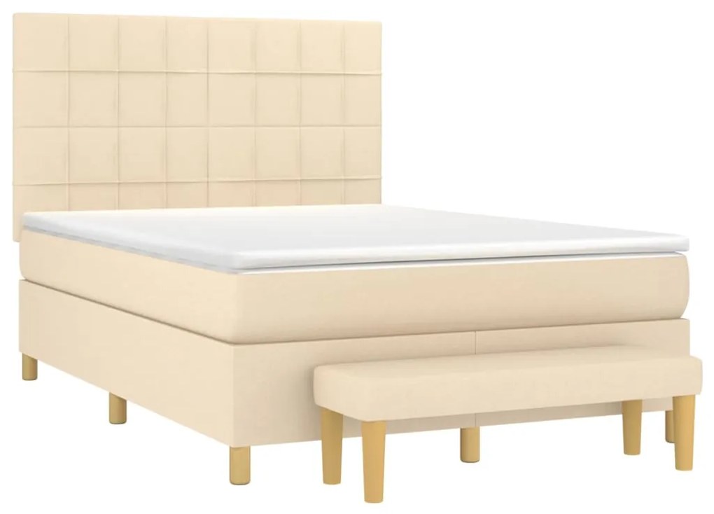 Cama com molas/colchão 140x190 cm tecido cor creme