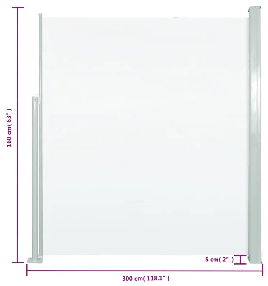 Toldo lateral retrátil para pátio 160x300 cm cor creme