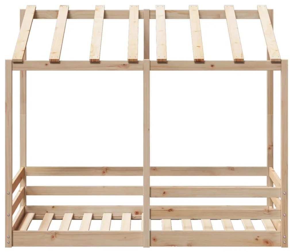 Cama infantil com telhado 80x160 cm madeira de pinho maciça