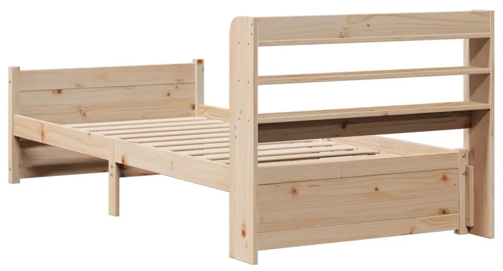 Estrutura de cama com cabeceira 90x200 cm pinho maciço