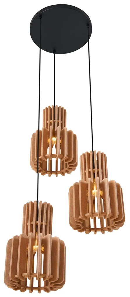 Candeeiro suspenso retro preto com laranja 3-luzes - Felt Retro