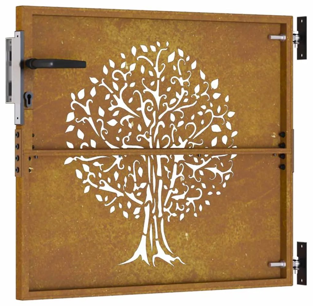 Portão de jardim 85x100 cm aço corten design árvore