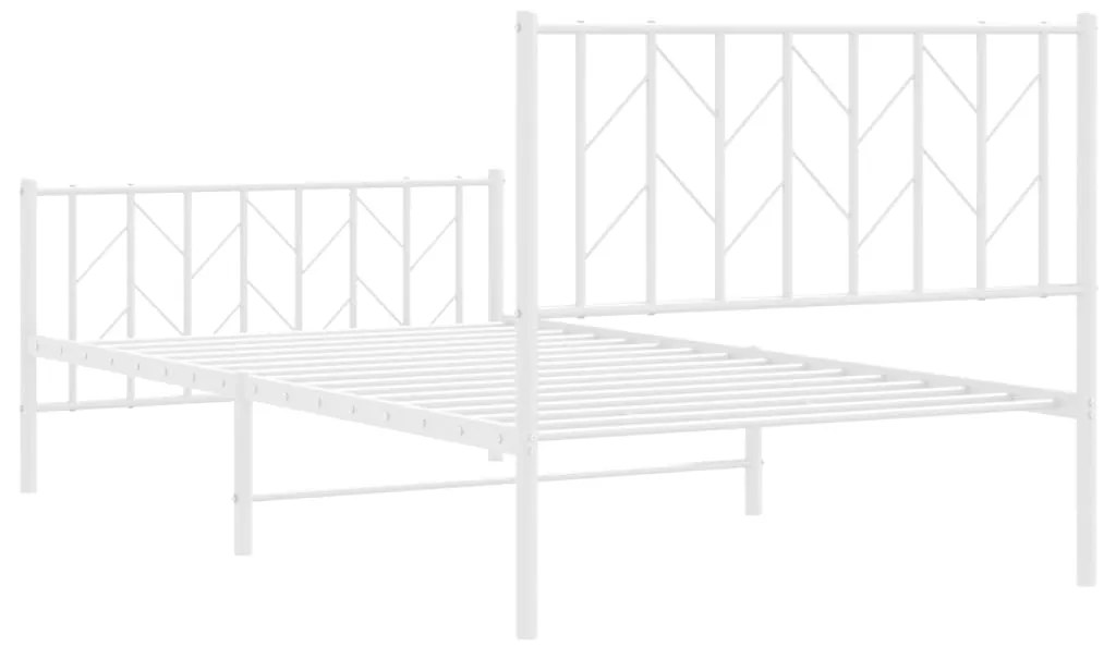 Estrutura de cama com cabeceira e pés 100x200 cm metal branco