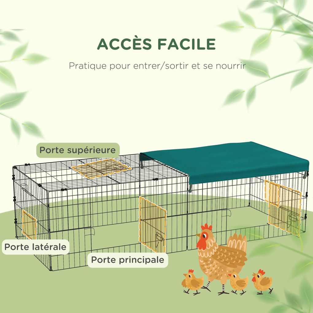 Recinto modular em aço com lona para coelhos, roedores e pequenos animais, para interior e exterior, 185 x 75 x 50 cm, verde