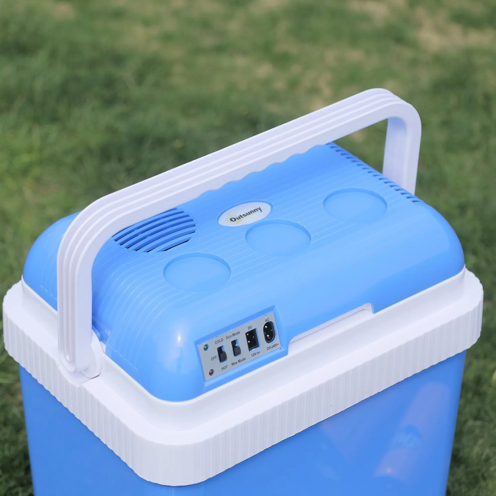 Frigorífico Termoelétrico Portátil 24L Frigorífico Elétrico para Carro com Função de Resfriamento e Aquecimento 220-240V/12V DC para Campismo Piquenique Viagens 40x30x43cm Azul