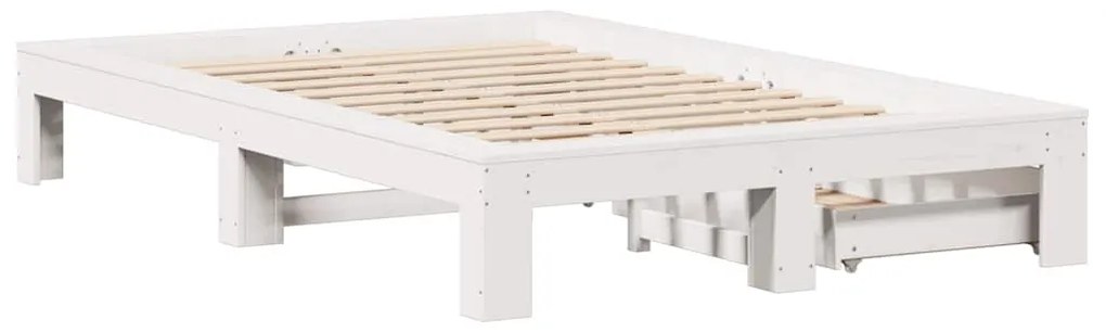 Cama sem colchão 135x190 cm madeira de pinho maciça branco