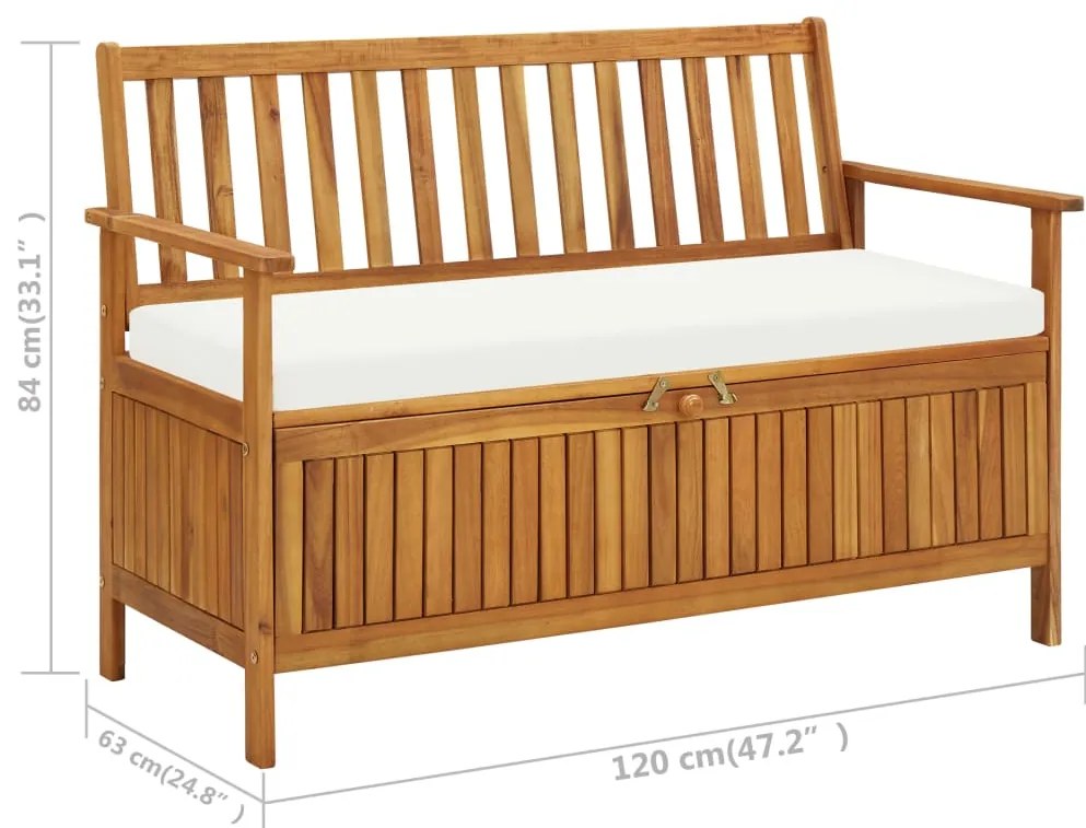 Banco armazenamento p/ jardim madeira acácia XL 120x63x84 cm