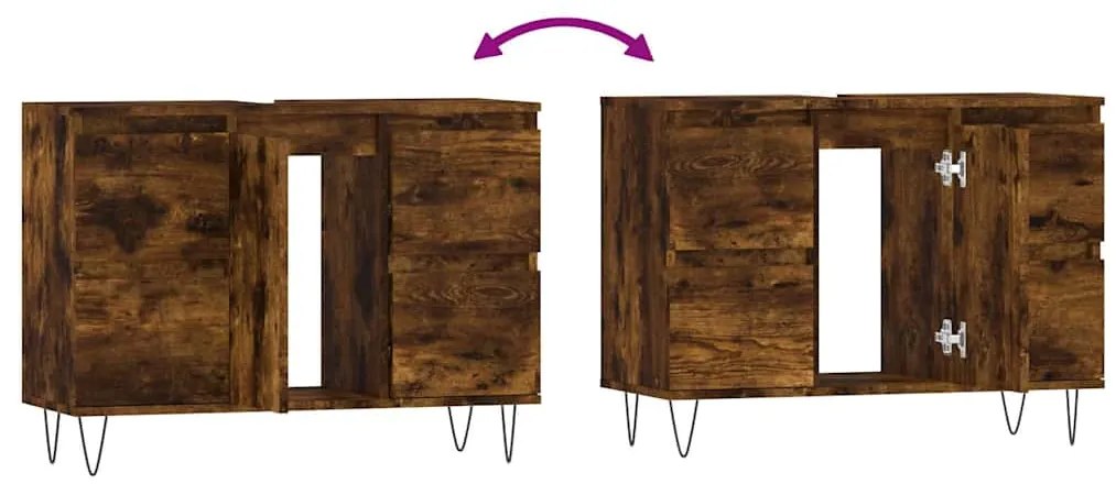 Armário casa de banho 80x33x60 cm deriv.madeira carvalho fumado