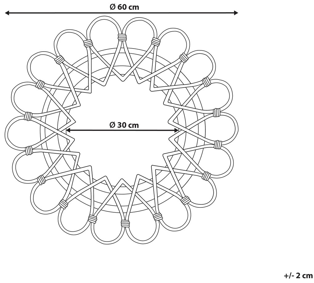 Espelho de parede em rattan cor natural ⌀ 60 cm BABAI Beliani