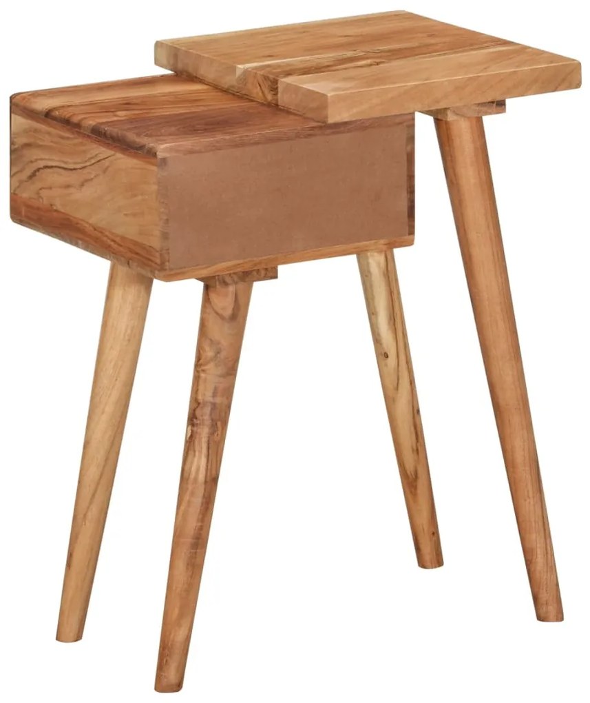 Mesa de cabeceira em madeira de acácia maciça 45x32x55 cm