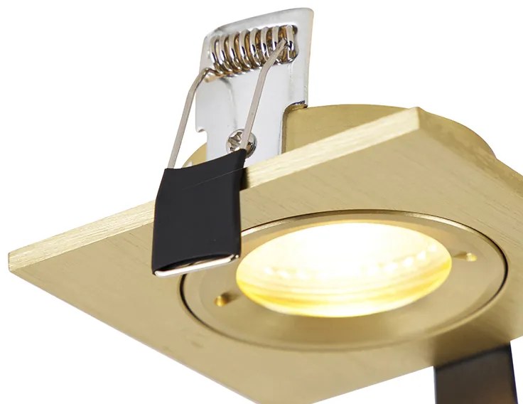 Conjunto de 6 focos embutidos modernos dourados quadrados IP44 - Xena