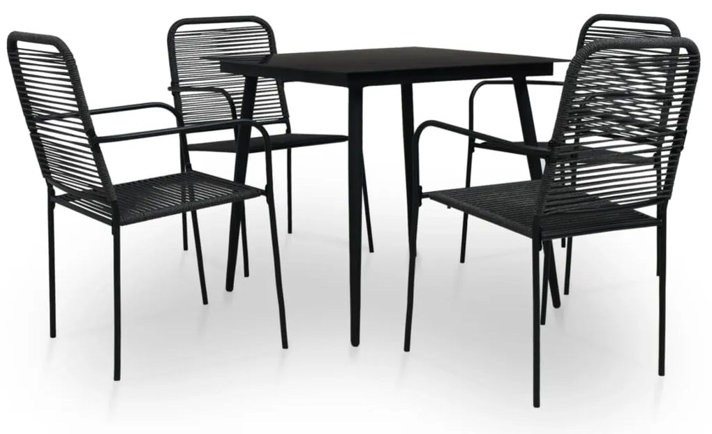 5 pcs conjunto de jantar p/ jardim corda de algodão e aço preto
