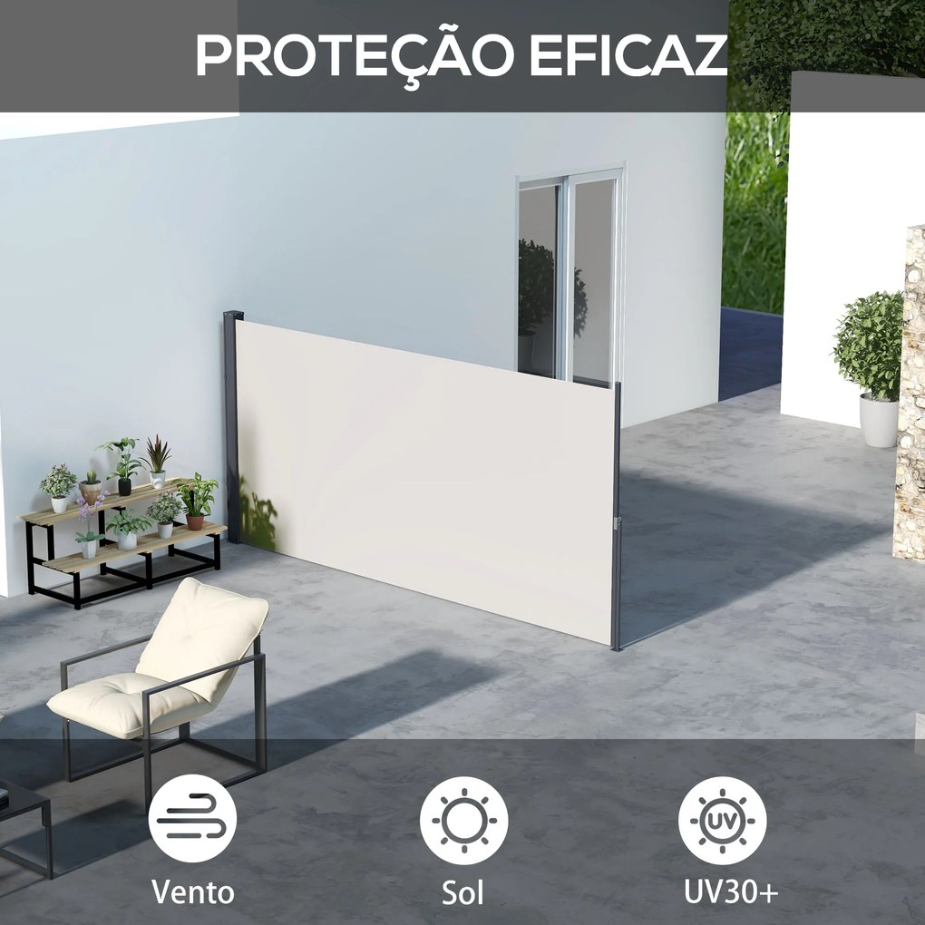 Toldo Lateral Retrátil Toldo Enrolável de Privacidade e Proteção Solar para Jardim Varanda 300x140 cm Cinza Claro 123/200