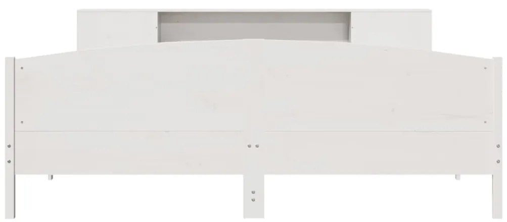 Cama com estante sem colchão 180x200 cm pinho maciço branco