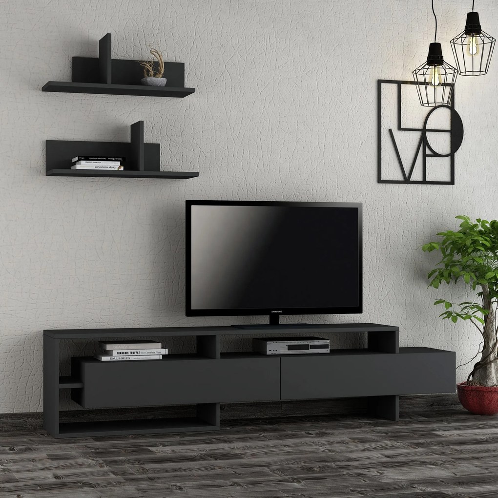 Móvel TV Gara – Antracite – 180x42x32 cm