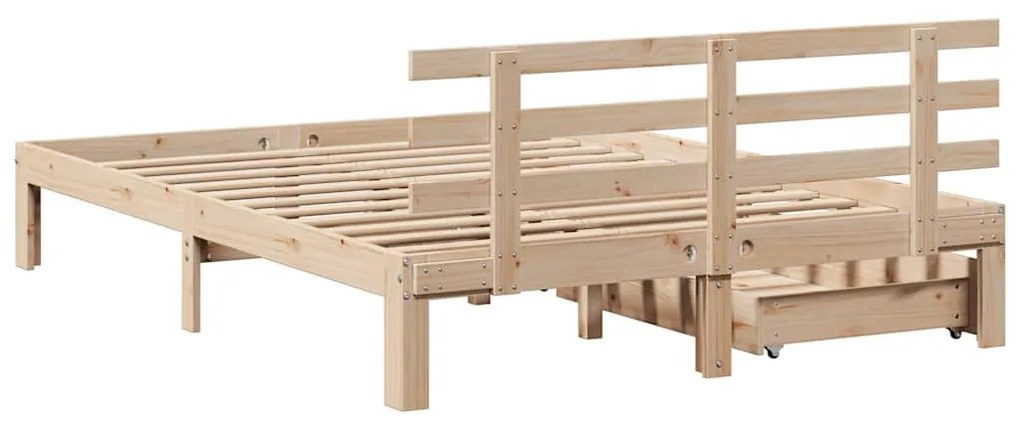 Estrutura de cama c/ gavetas 140x200 cm madeira de pinho maciça