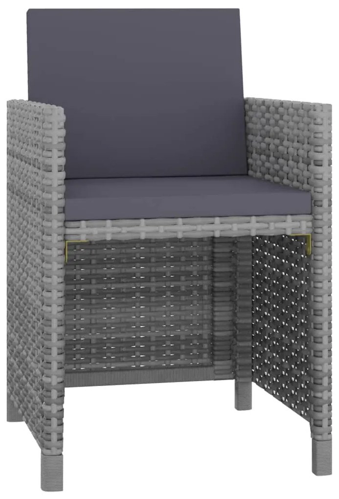 13 pcs conjunto jantar exterior c/ almofadões vime PE antracite