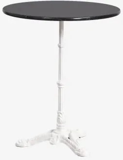 Mesa De Bar Redonda Ø60cm Em Pedra Natural Azteca Mármore Nero Marquina - Branco Glacial - Sklum