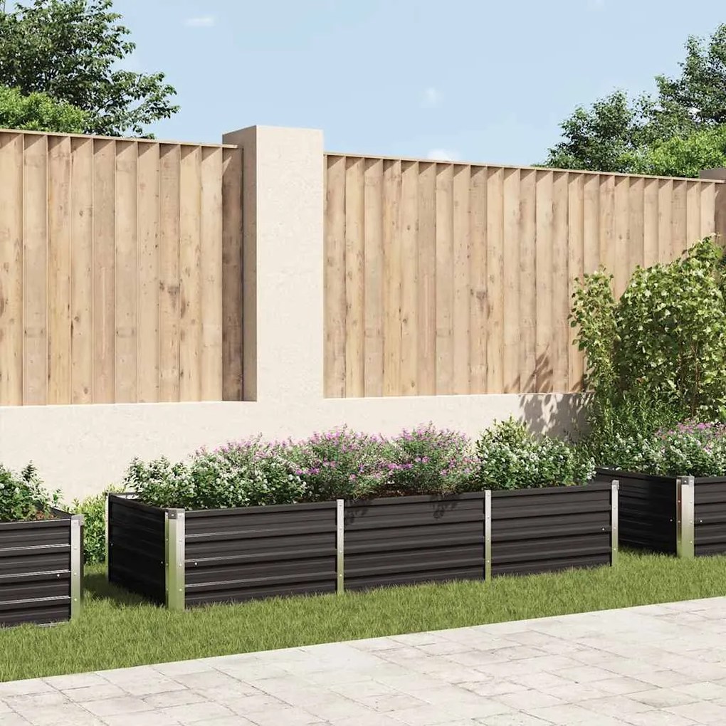 Canteiro elevado jardim aço galvanizado 240x80x45cm antracite