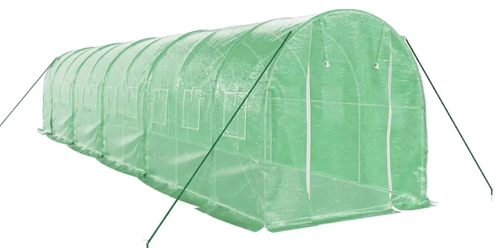 Estufa com estrutura de aço 20 m² 10x2x2 m verde