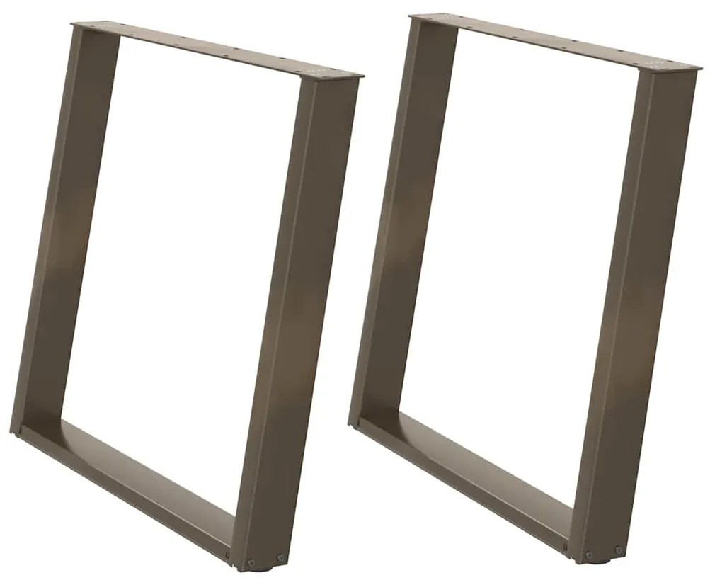 Pés para mesa de jantar em formato de U, 2 peças, aço natural, 90 x (7