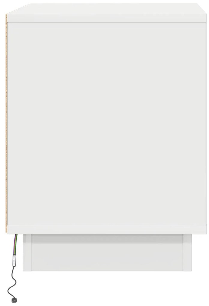 Mesa de cabeceira com luzes LED Branca 44x34,5x45 cm